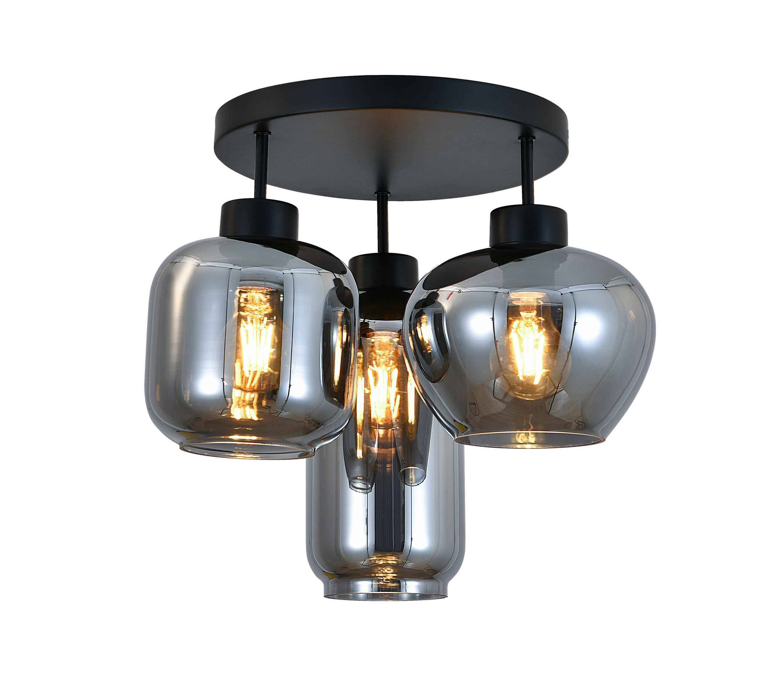 DECKENLEUCHTE 42/35,5 cm   - Schwarz, Design, Glas/Metall (42/35,5cm) - Collet's Monde