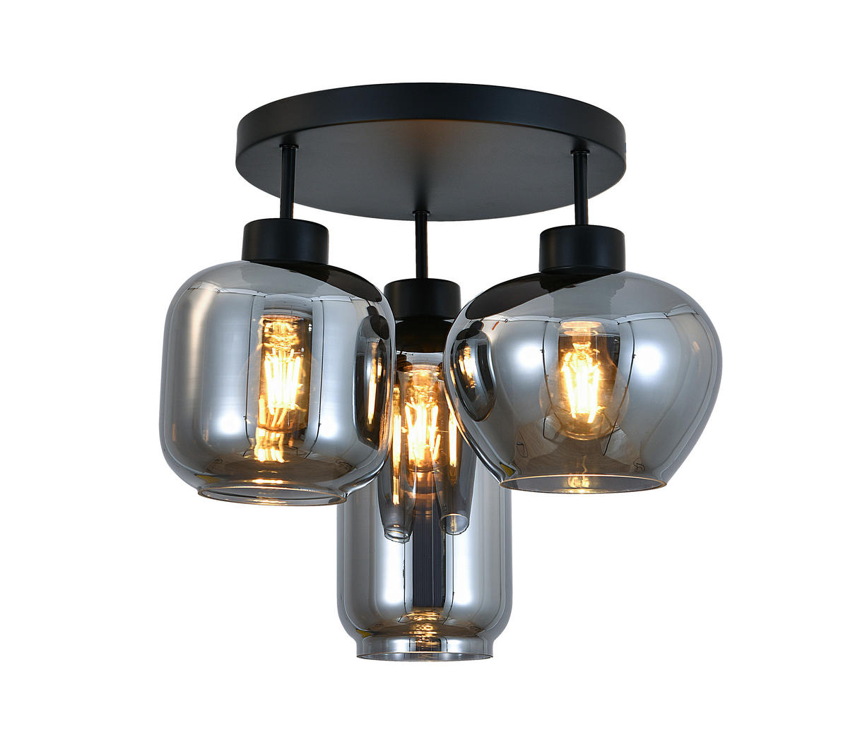 DECKENLEUCHTE  42/35,5 cm    - Schwarz, Design, Glas/Metall (42/35,5cm) - Collet's Monde