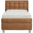 POLSTERBETT Matratze, Lattenrost Cognac 100/200 cm  - Cognac/Silberfarben, KONVENTIONELL, Holz/Textil (100/200cm) - Esposa