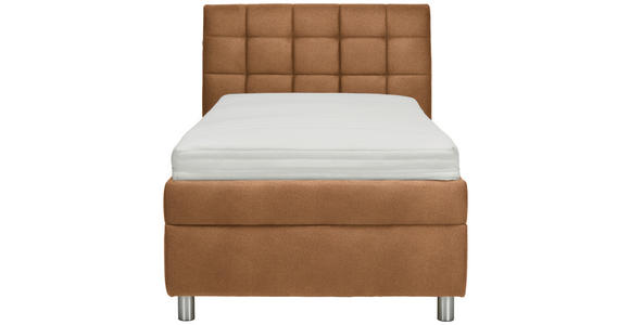 POLSTERBETT Matratze, Lattenrost Cognac 100/200 cm  - Cognac/Silberfarben, KONVENTIONELL, Holz/Textil (100/200cm) - Esposa