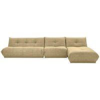 ECKSOFA Beige Lederlook  - Beige, Trend, Textil (390/185cm) - Livetastic