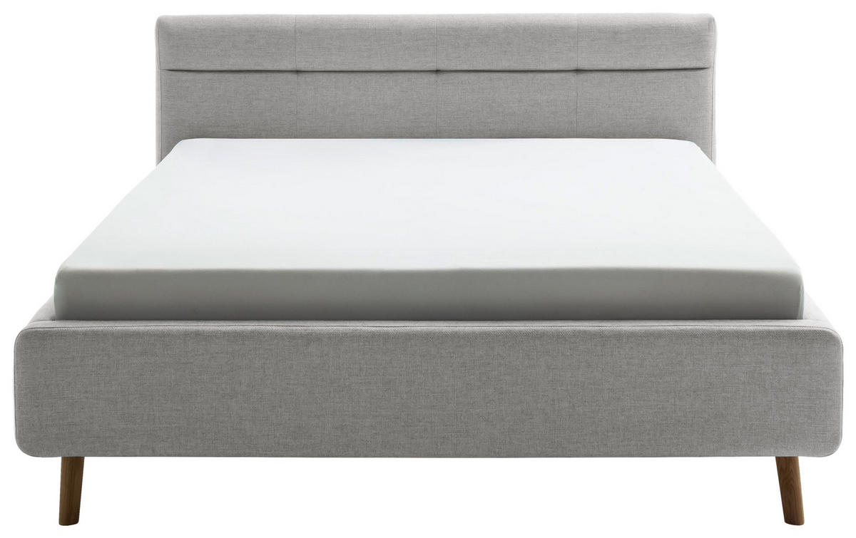 POLSTERBETT Lotte Lattenrost, Bettkasten 160/200 cm  in Grau  - Eichefarben/Birkefarben, KONVENTIONELL, Holz/Textil (160/200cm) - Boxxx