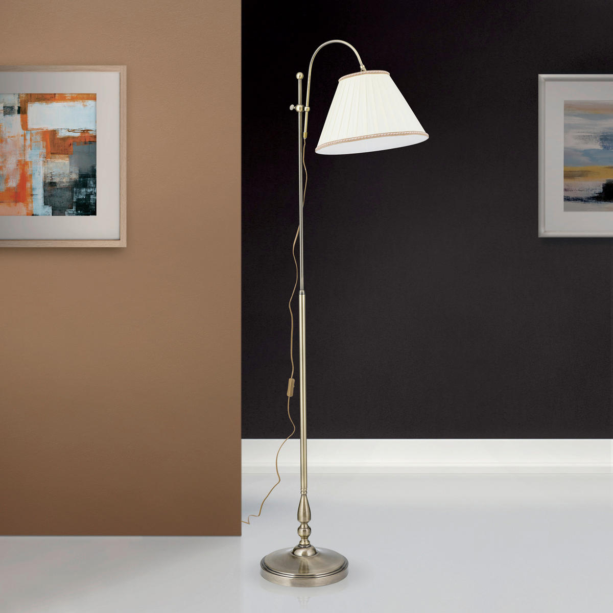 STEHLEUCHTE Tonia 35/183 cm   - Beige/Bronzefarben, LIFESTYLE, Textil/Metall (35/183cm)
