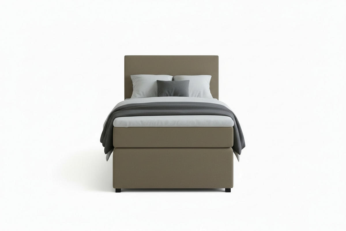 BOXSPRINGBETT 90/200 cm,  in Sandfarben, Matratze, Topper, H3 = fest  - Sandfarben/Schwarz, MODERN, Kunststoff/Textil (90/200cm) - MID.YOU