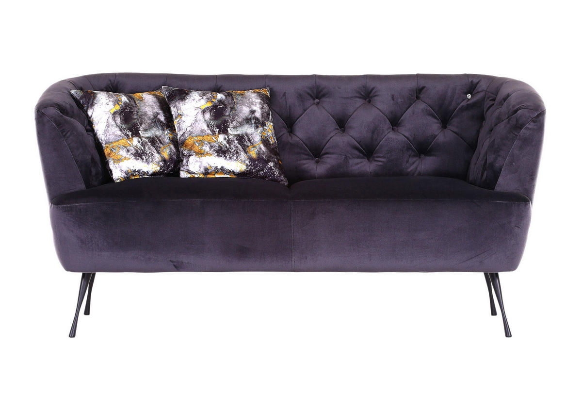 STOPPAD BÄNK i textil svart  - svart, Romantik / Lanthus, metall/textil (170/86/77cm) - Landscape