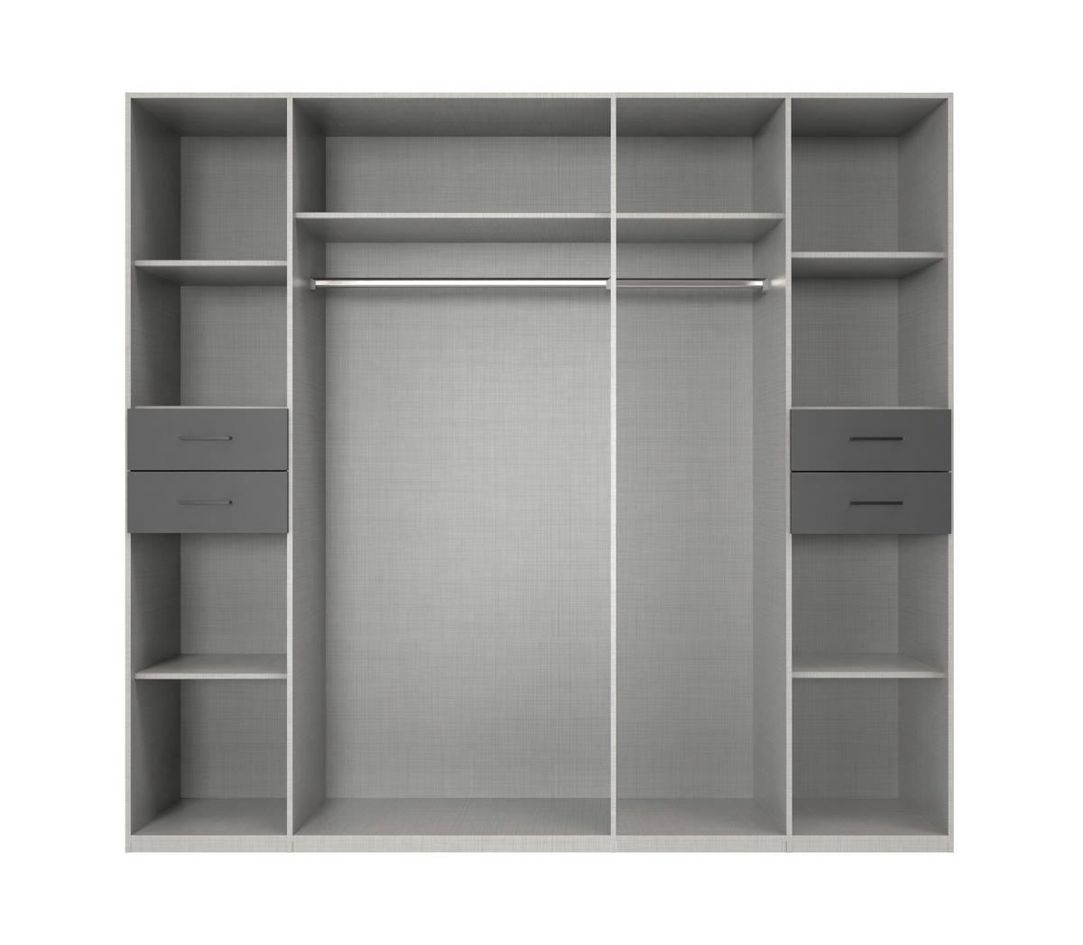 KLEIDERSCHRANK 225/208/58 cm,  in Sahara, 7-türig  - Schwarz/Sahara, KONVENTIONELL, Glas/Holzwerkstoff (225/208/58cm) - Boxxx