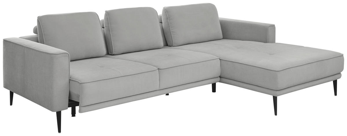 ECKSOFA Grau Flachgewebe  - Schwarz/Grau, KONVENTIONELL, Textil/Metall (279/193cm) - SetOne by Musterring