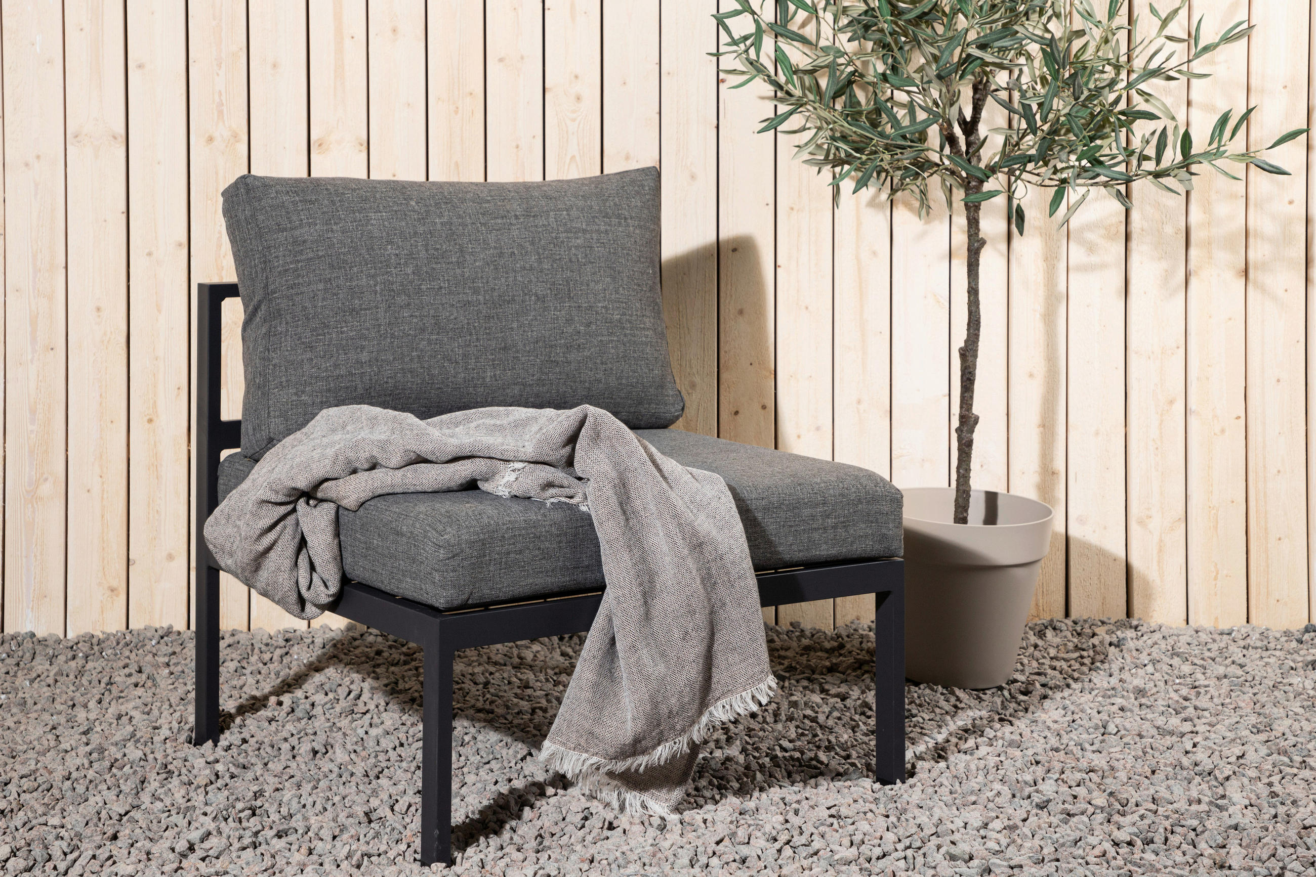 LOUNGEFÅTÖLJ  - grå/svart, Klassisk, metall (70/65/74cm) - Gardenson