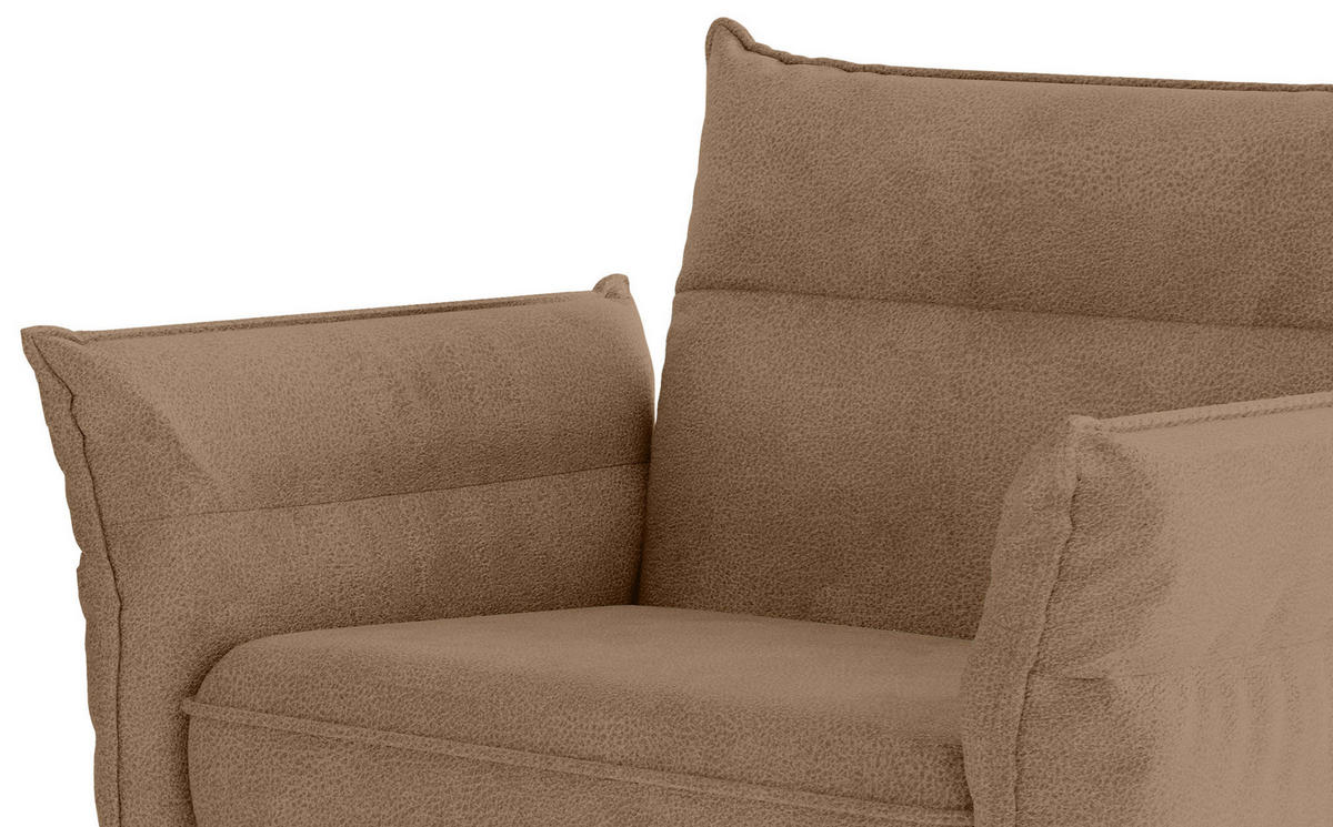 SITZGARNITUR Flachgewebe Hellbraun  - Hellbraun/Edelstahlfarben, Design, Textil/Metall (185/265cm) - Livetastic