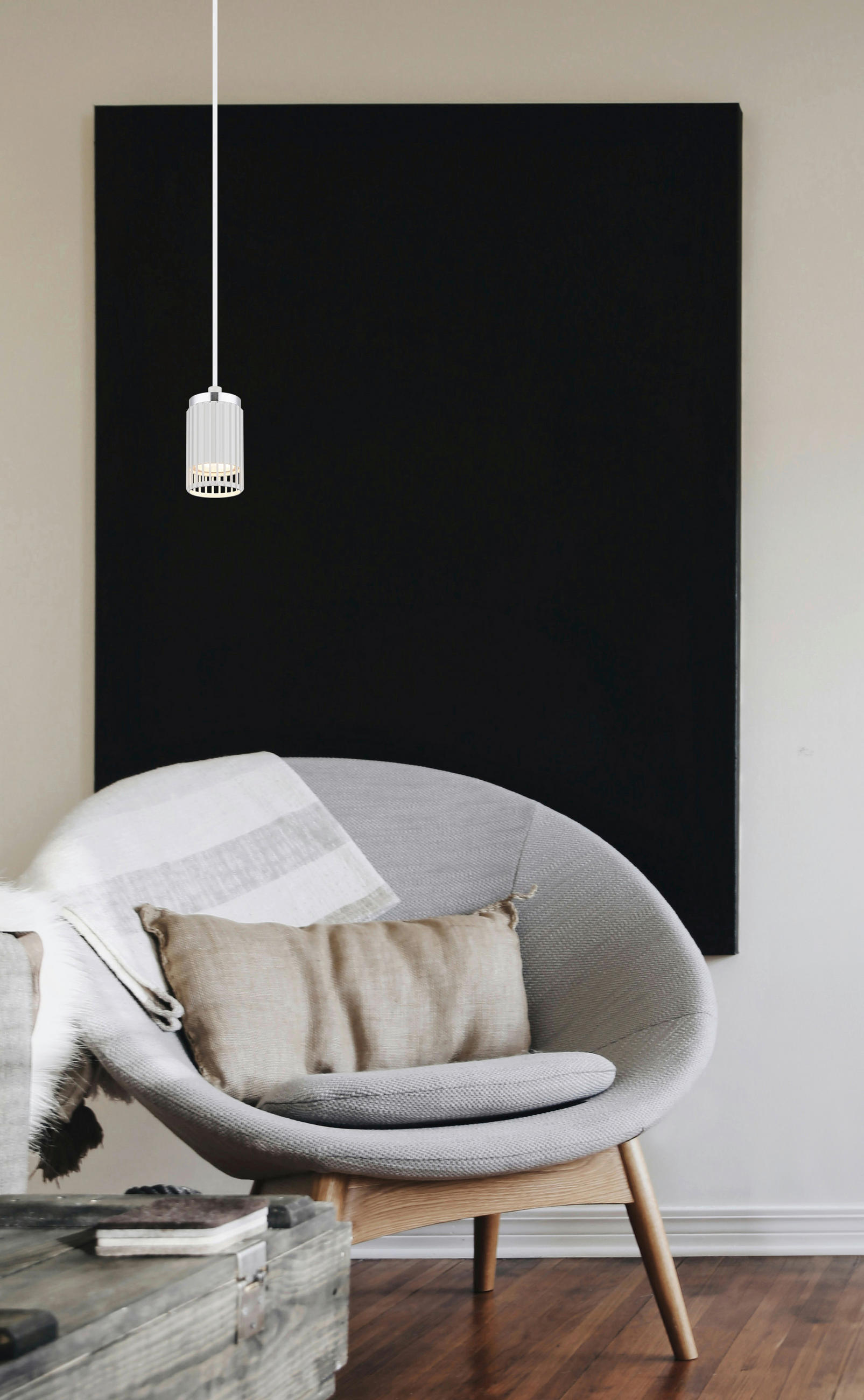 HÄNGELEUCHTE KORBEN 10/120 cm   - Chromfarben/Weiß, Design, Kunststoff/Metall (10/120cm) - Globo