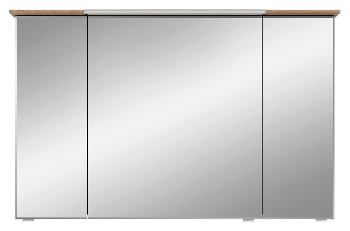 SPIEGELSCHRANK 110/71/17 cm  - Chromfarben/Eichefarben, Design, Glas/Holzwerkstoff (110/71/17cm) - Sadena