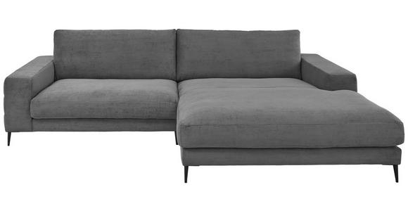 ECKSOFA Badia Base in Feincord Anthrazit  293/207 cm  - Anthrazit/Schwarz, Design, Textil/Metall (293/207cm) - Dieter Knoll