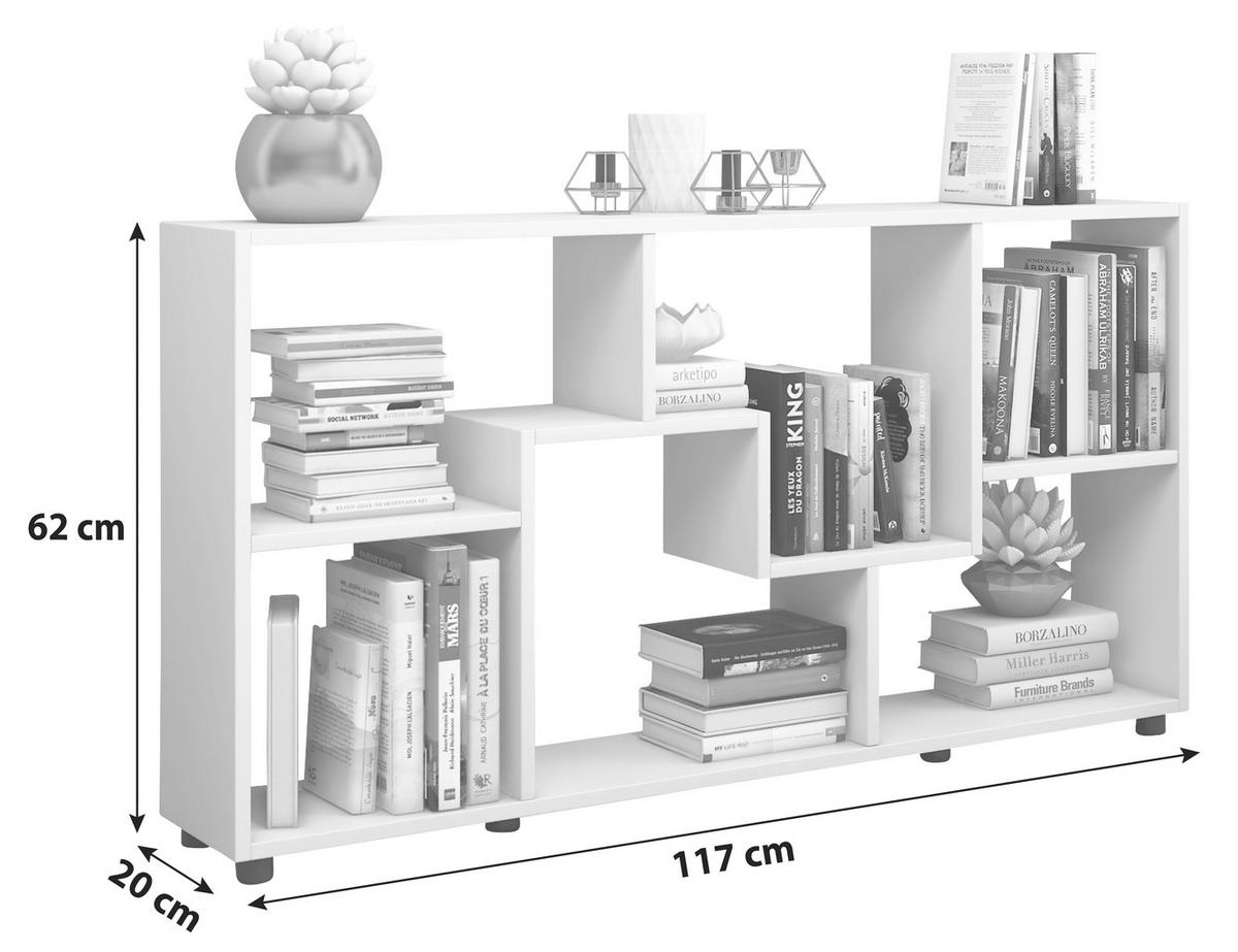 REGAL Weiß  - Schwarz/Weiß, KONVENTIONELL, Holzwerkstoff/Kunststoff (117/62/20cm) - MID.YOU