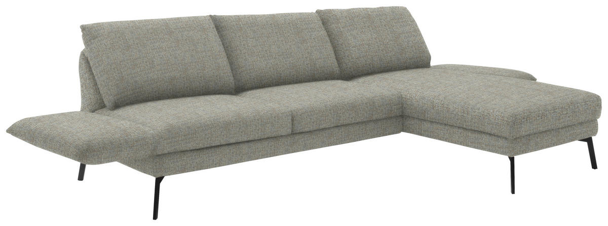 ECKSOFA in Flachgewebe Naturfarben  277/175 cm  - Schwarz/Naturfarben, Design, Textil/Metall (277/175cm) - Schöner Wohnen
