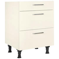 SCHUBKASTENUNTERSCHRANK 60/87/56 cm  in Magnolie  - Edelstahlfarben/Magnolie, MODERN, Holzwerkstoff/Metall (60/87/56cm) - Nobilia