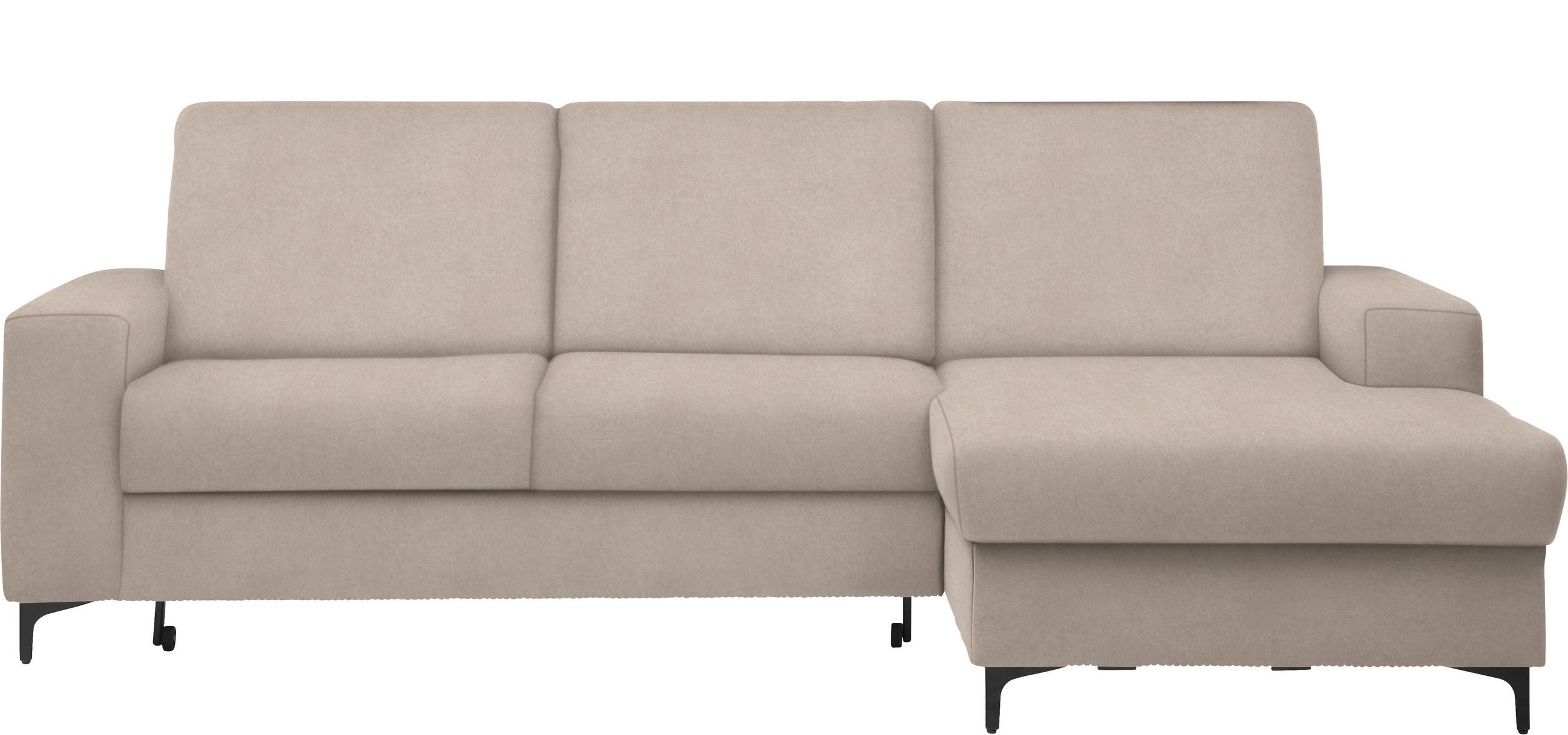 ECKSOFA in Velours Beige  - Beige/Schwarz, KONVENTIONELL, Textil/Metall (247/167cm) - Stylife