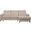 ECKSOFA in Velours Beige  - Beige/Schwarz, Konventionell, Textil/Metall (247/167cm) - Stylife