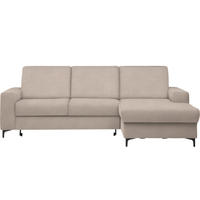 ECKSOFA in Velours Beige  - Beige/Schwarz, Konventionell, Textil/Metall (247/167cm) - Stylife