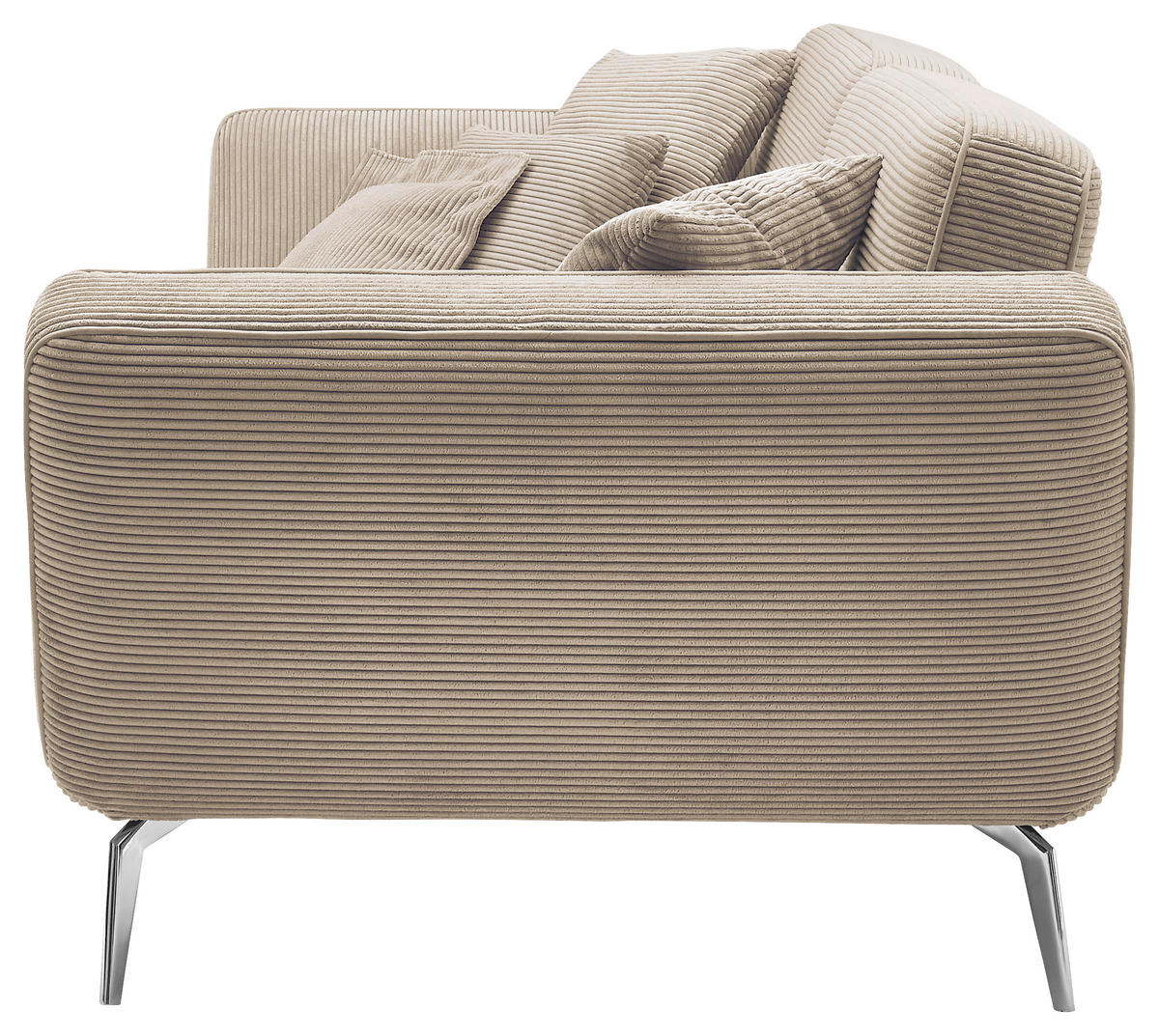 3-SITZER-SOFA Cord Hellbraun  - Chromfarben/Hellbraun, KONVENTIONELL, Kunststoff/Textil (260/90/125cm) - SetOne by Musterring