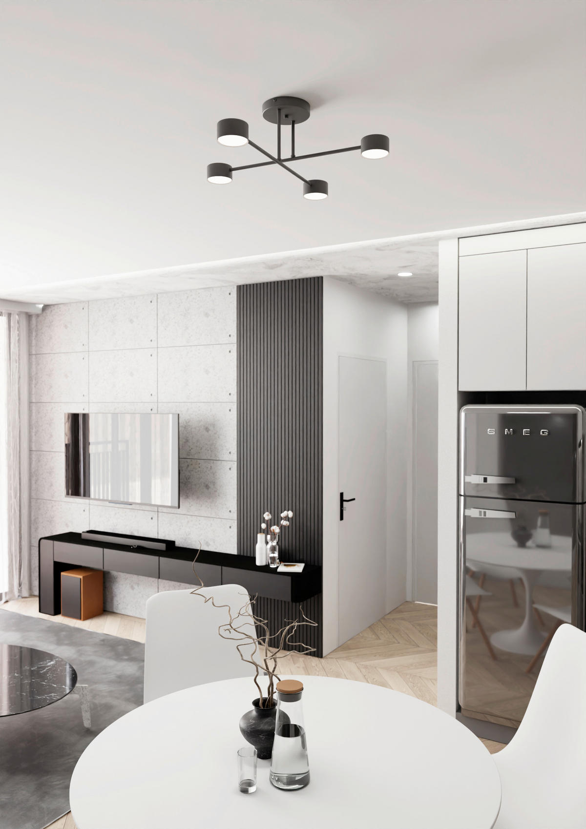 DECKENLEUCHTE 60/60/20 cm  - Schwarz, Design, Metall (60/60/20cm)