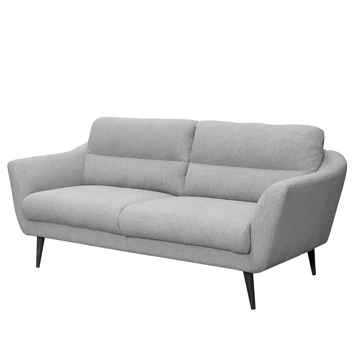 2,5-SITZER in Webstoff Hellgrau  - Hellgrau/Schwarz, Design, Holz/Textil (187/87/88cm) - Livetastic