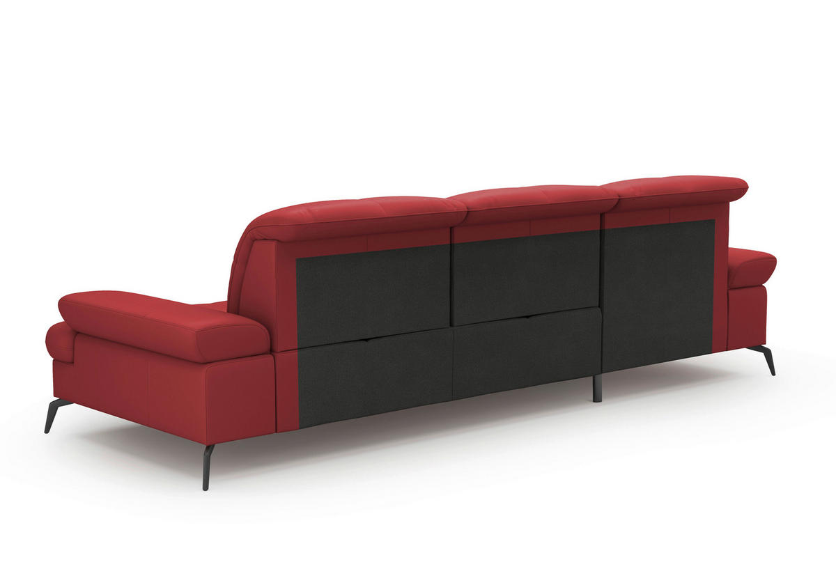 ECKSOFA in Vliesstoff Kombination Echtleder/Stoff Rot  - Rot/Schwarz, Konventionell, Leder/Textil (185/279cm) - Sit & More