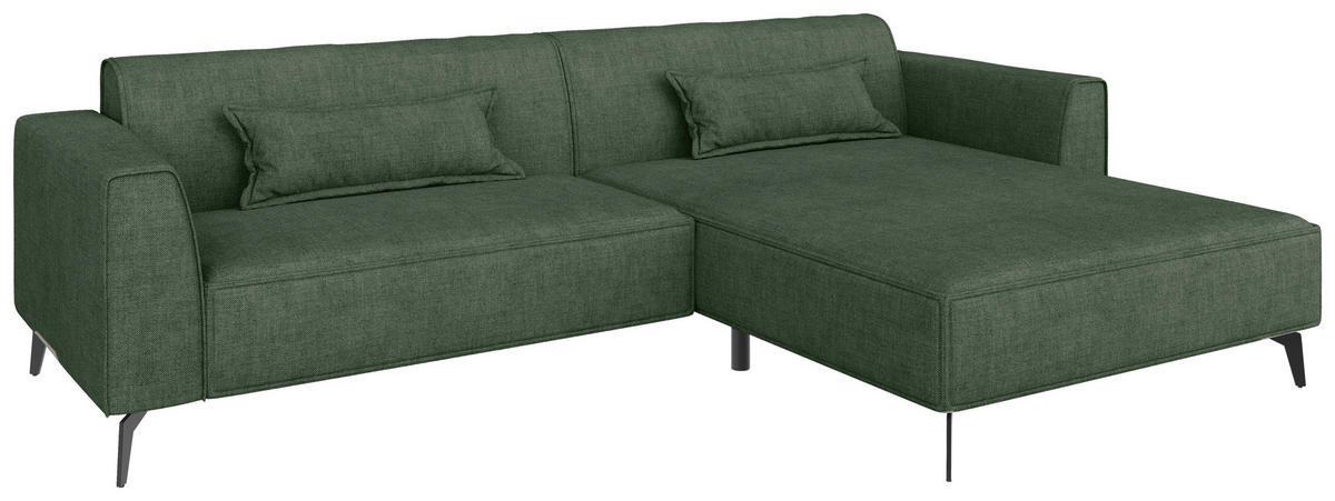 ECKSOFA Chenille Grün  - Schwarz/Grün, Modern, Textil/Metall (300/192cm) - Carryhome