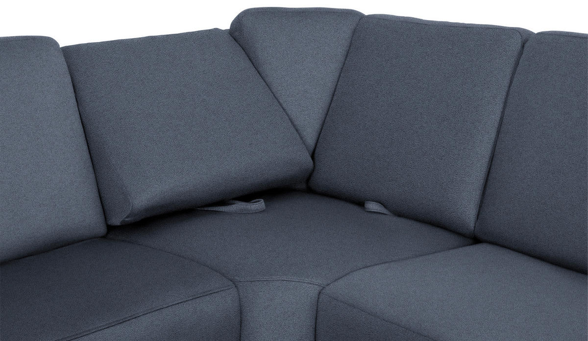 WOHNLANDSCHAFT Blau Flachgewebe  - Chromfarben/Blau, KONVENTIONELL, Textil/Metall (163/330/240cm) - Beldomo System