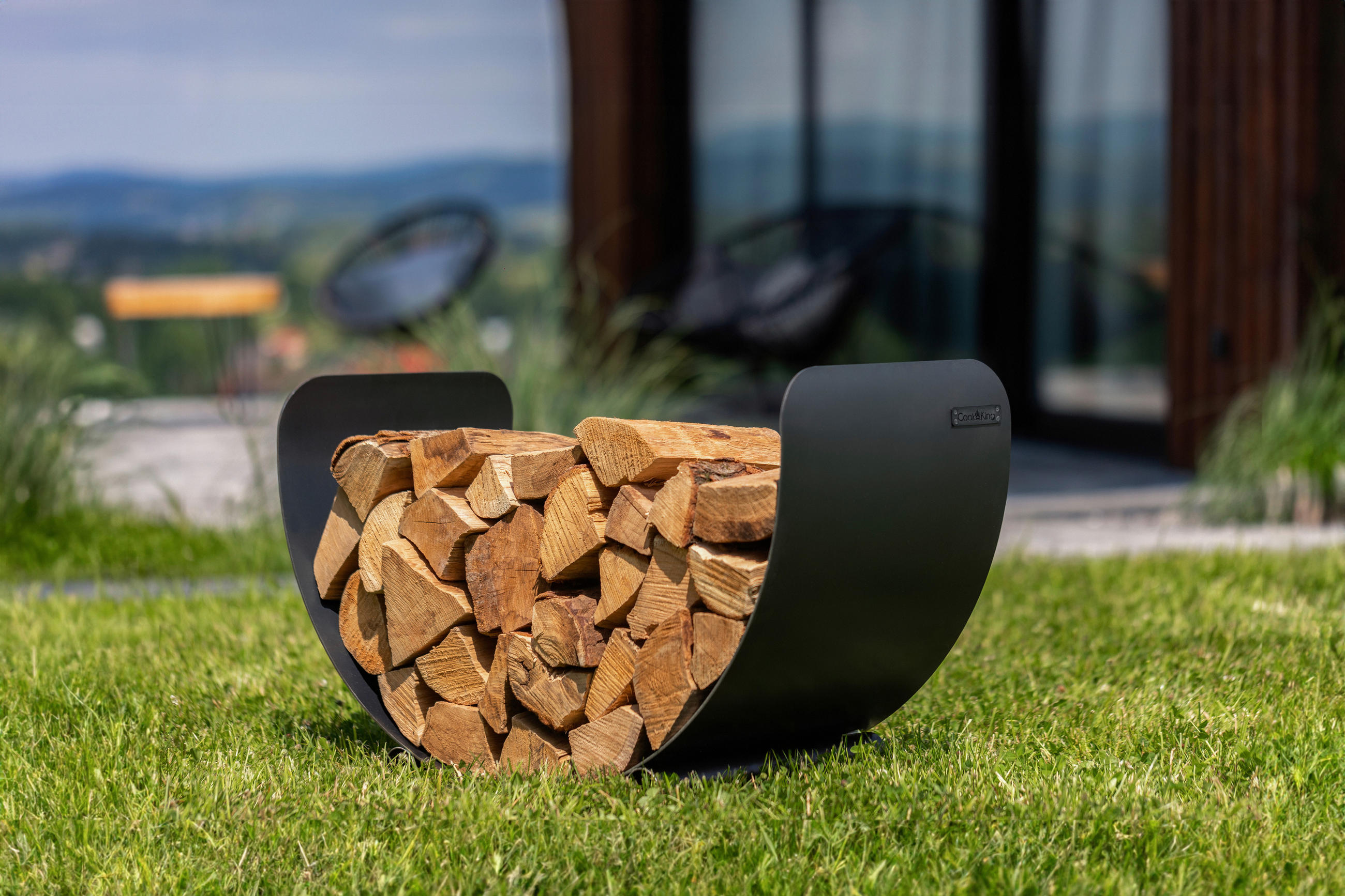 KAMINHOLZREGAL   Metall  - Schwarz, Basics, Metall (70/45cm) - Ambia Garden