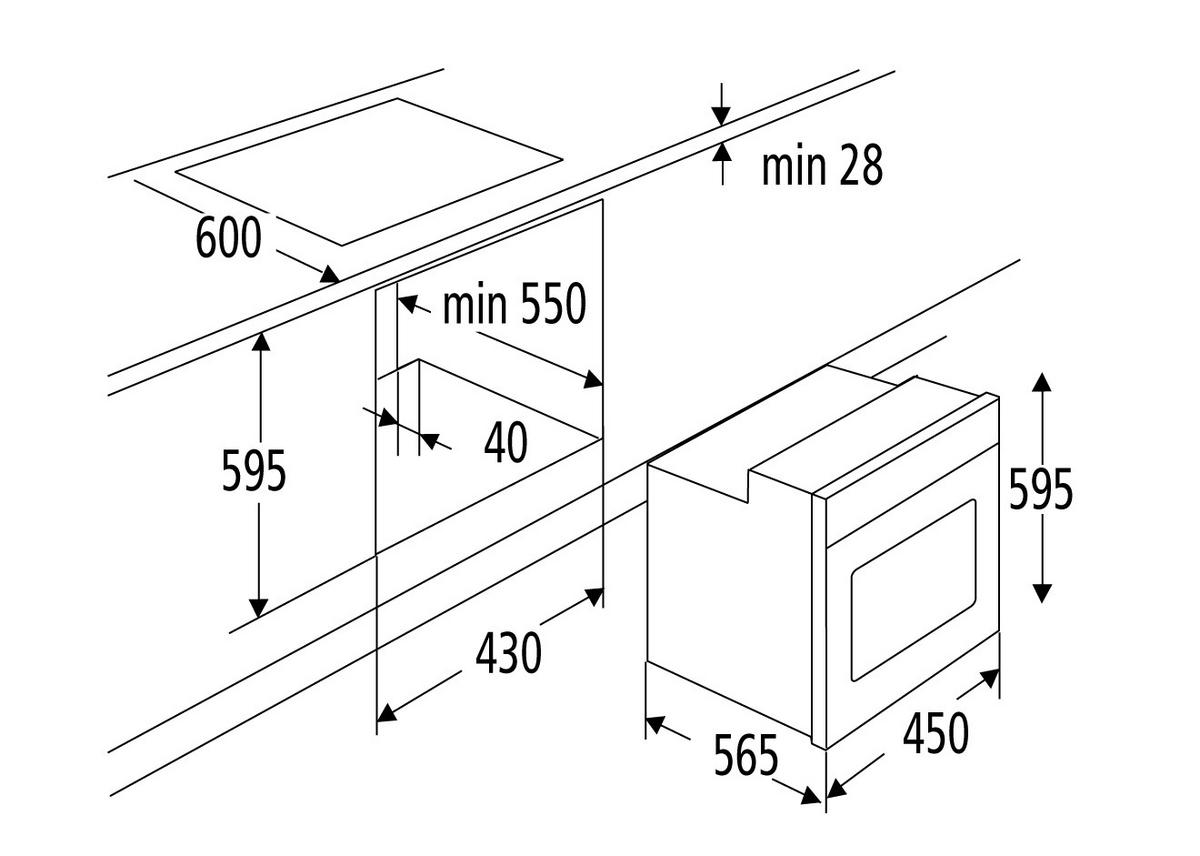 EINBAUBACKOFEN  - Edelstahlfarben/Schwarz, Trend, Glas/Metall (45/59.5/56.5cm) - PKM