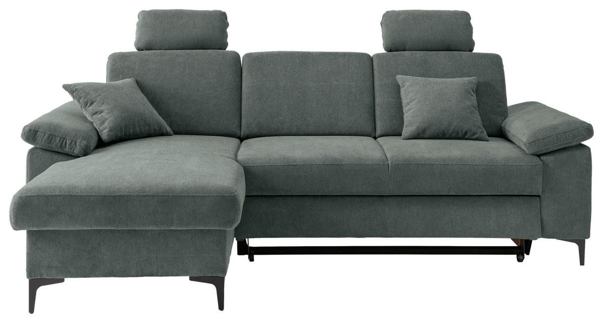 ECKSOFA Chenille Dunkelgrün  - Dunkelgrün/Schwarz, Konventionell, Textil/Metall (151/245cm) - Livetastic