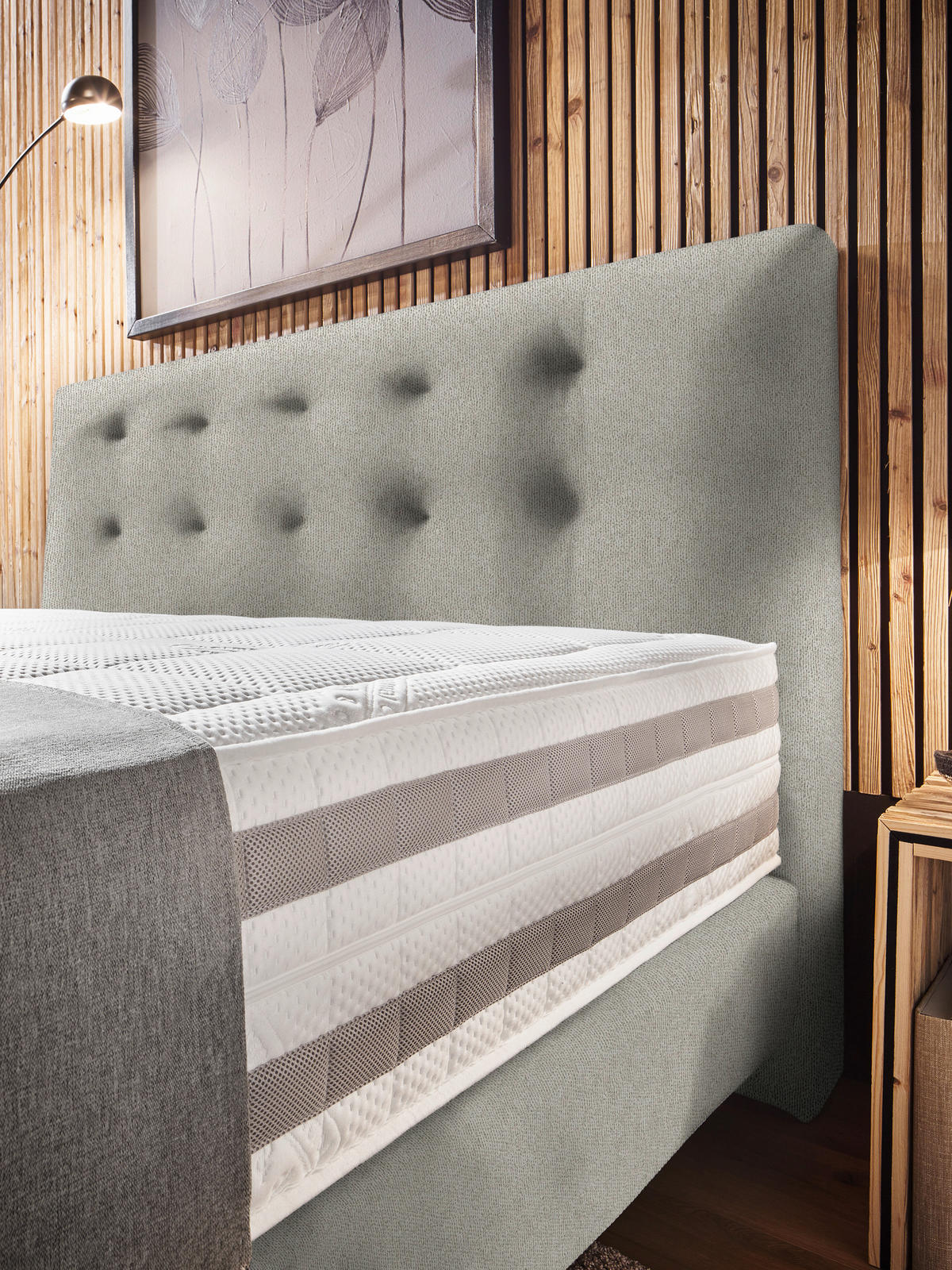 BOXSPRINGBETT 160/200 cm  in Beige  - Beige, KONVENTIONELL, Holz/Textil (160/200cm) - Dieter Knoll