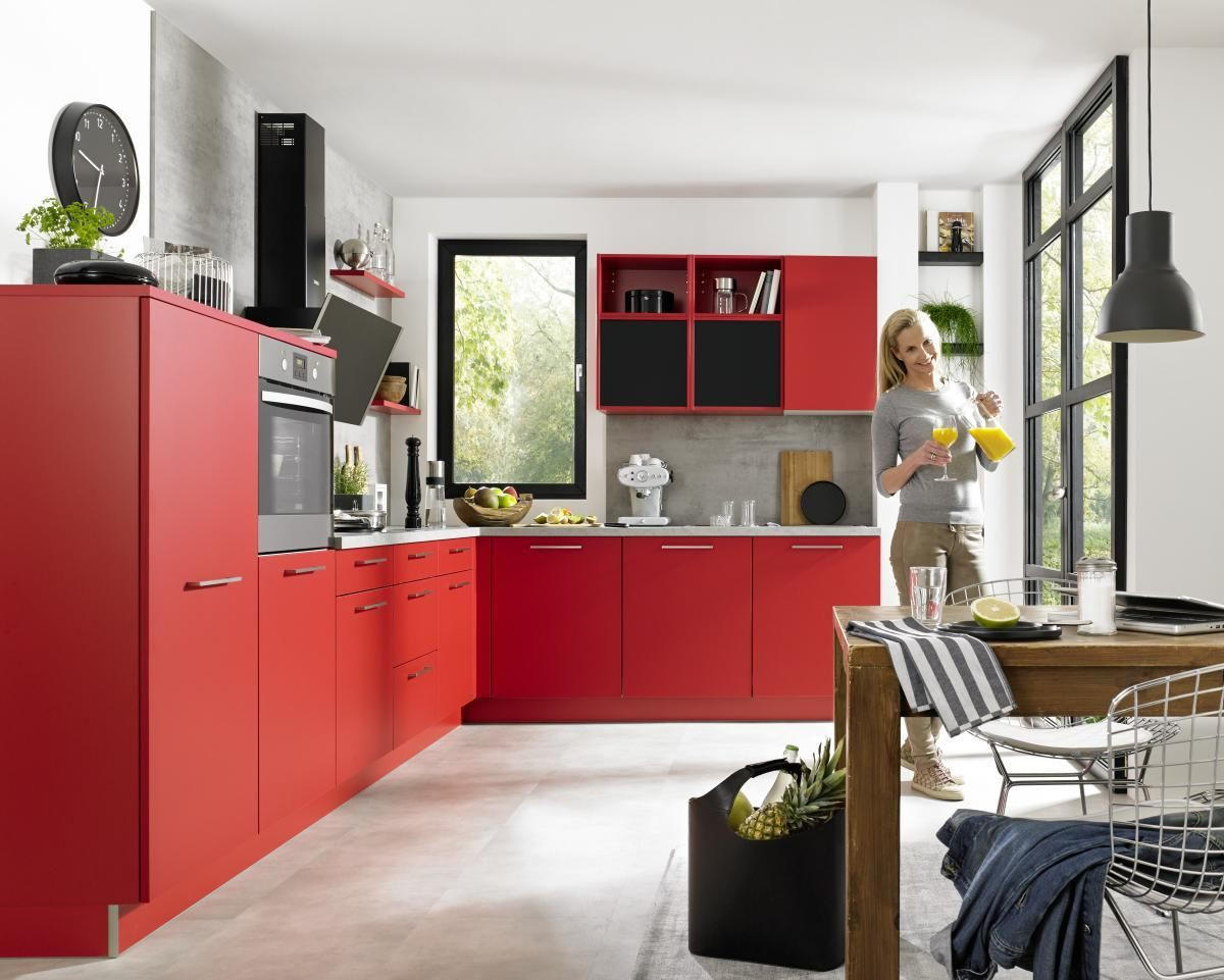 EINBAUKÜCHE   - Rot, Basics, Holzwerkstoff - Dieter Knoll