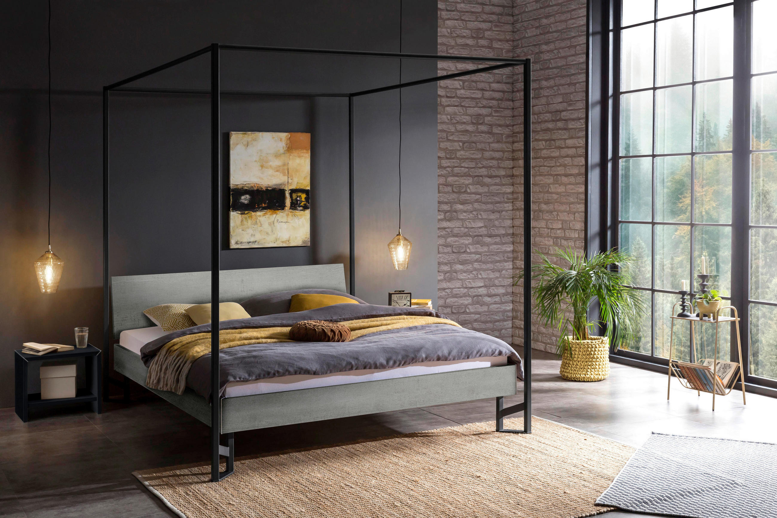 HIMMELBETT 140/200 cm  in Grau  - Anthrazit/Grau, Design, Holzwerkstoff/Metall (140/200cm) - Hasena