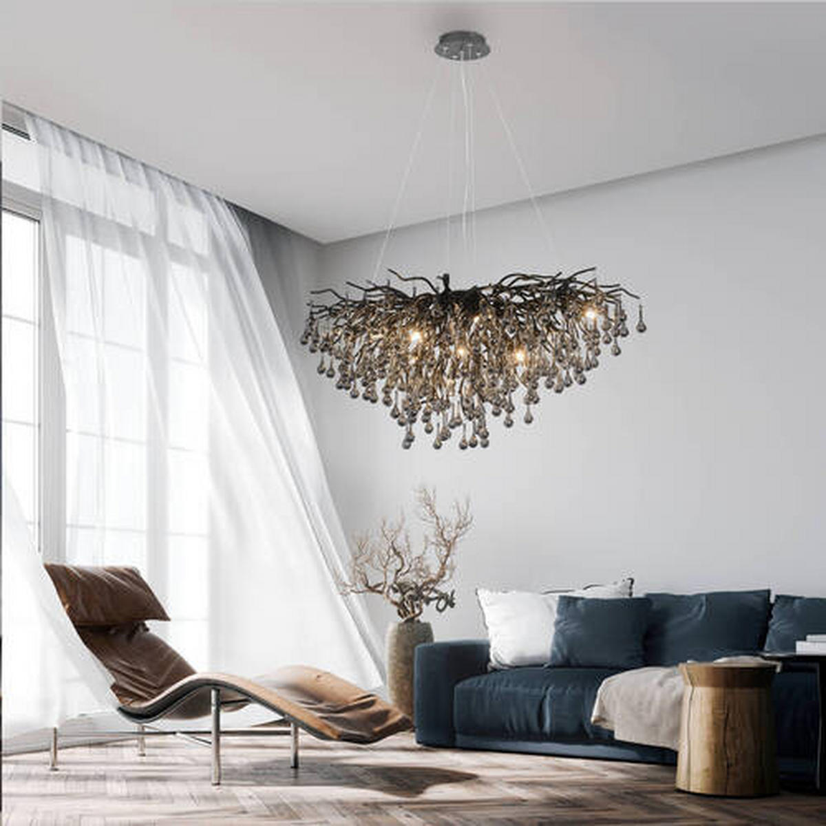 LUSTER, 100/50/250 cm  - čierna, Design, kov/plast (100/50/250cm) - Paul Neuhaus
