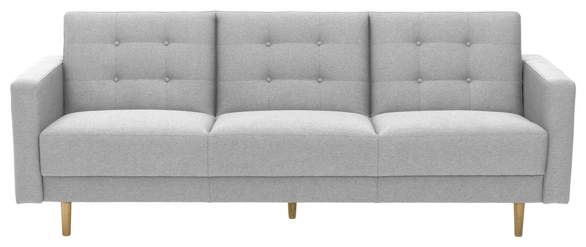 3-SITZER-SOFA  in Flachgewebe Hellgrau  - Eschefarben/Hellgrau, MODERN, Holz/Textil (224/81/83cm) - Max Winzer