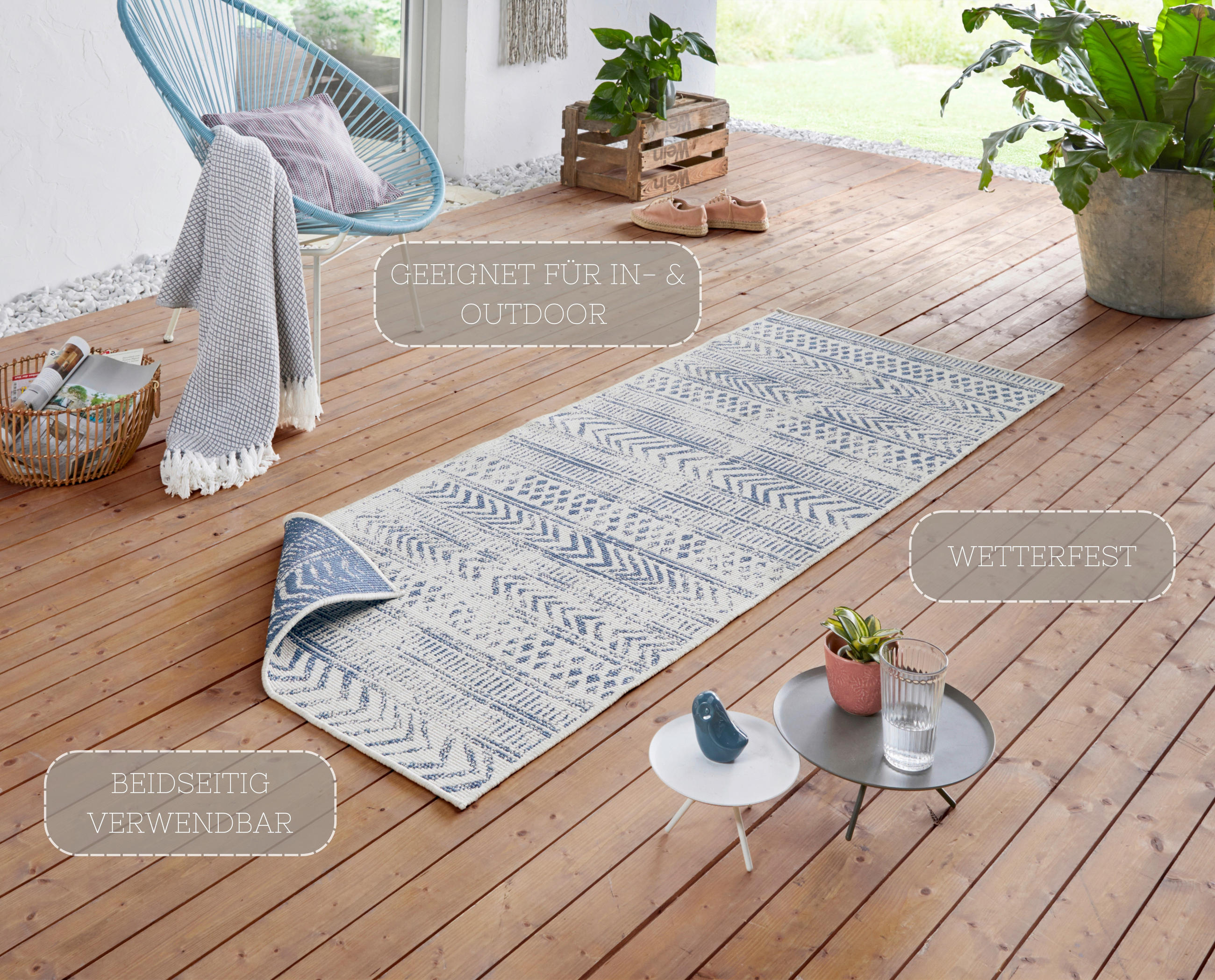 LÄUFER 80/250 cm Twin Supreme  - Blau/Creme, Design, Kunststoff (80/250cm)
