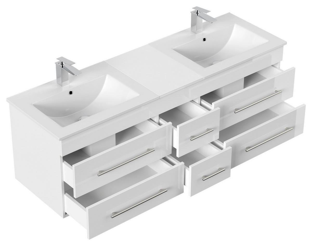 WASCHTISCHKOMBI 153 cm  - Weiß Hochglanz/Weiß, Basics, Keramik/Holzwerkstoff (153cm) - MID.YOU