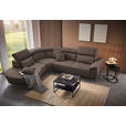 ECKSOFA in Velours Braun  - Schwarz/Braun, Design, Textil/Metall (264/299cm) - Novel