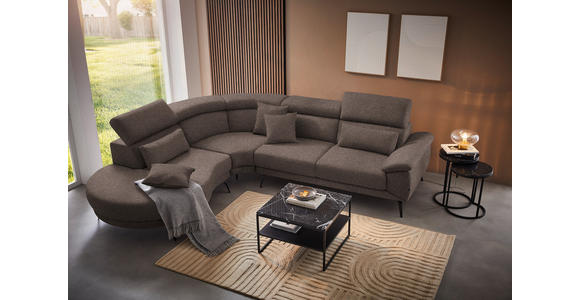 ECKSOFA in Velours Braun  - Schwarz/Braun, Design, Textil/Metall (264/299cm) - Novel