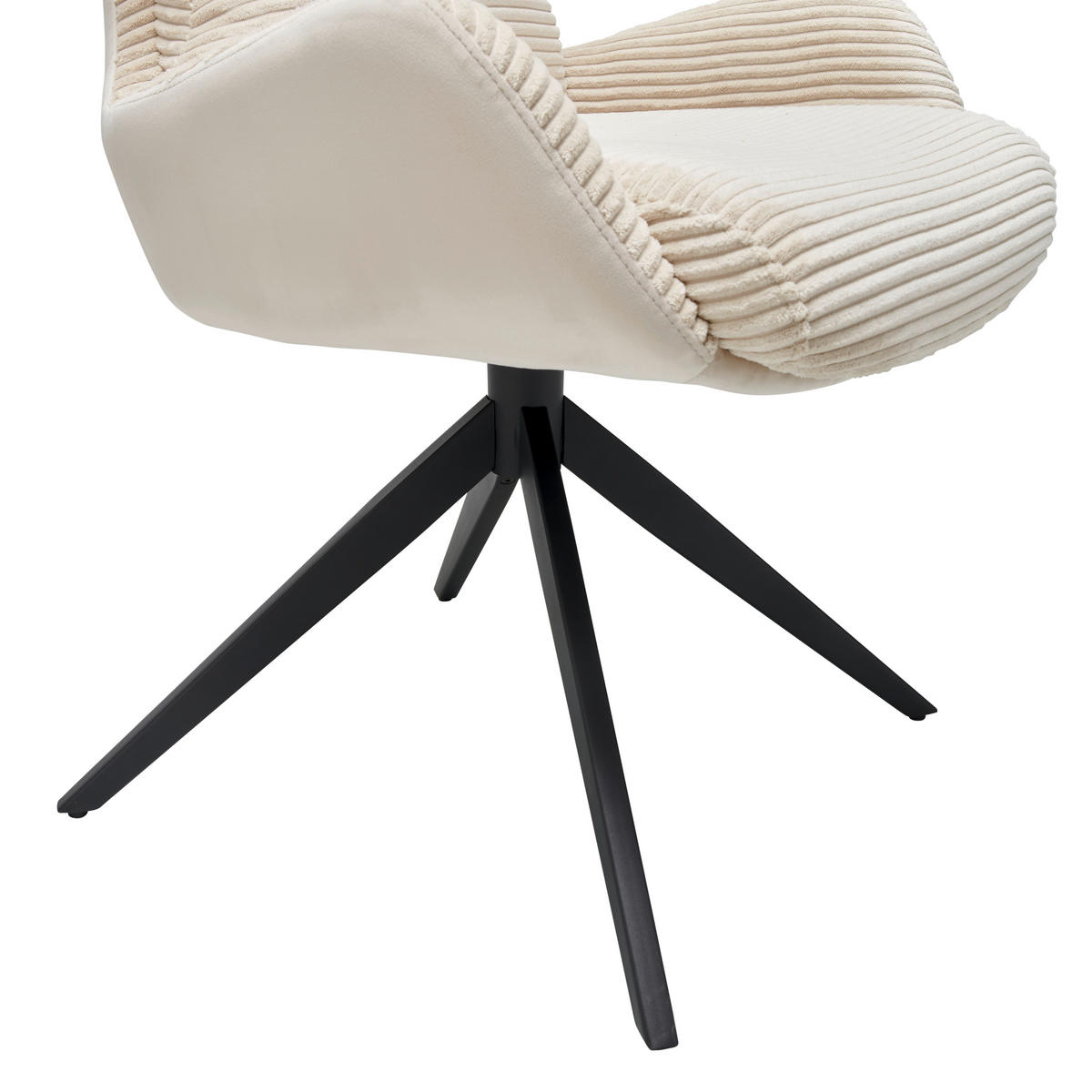 ARMLEHNSTUHL  in Eisen Cord  - Beige/Schwarz, LIFESTYLE, Textil/Metall (58/88/68cm) - MID.YOU