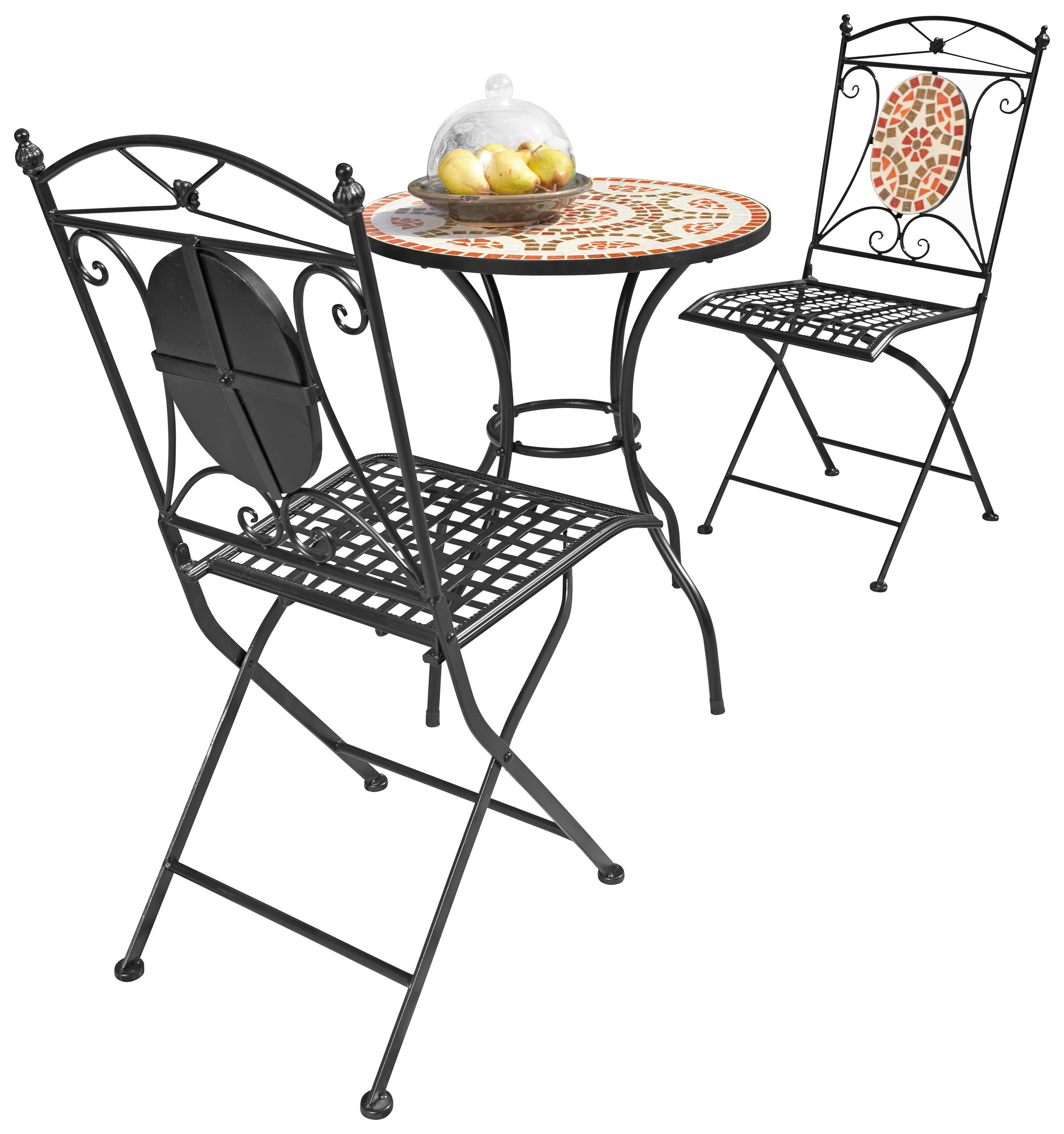 BAŠTENSKI SET 3 dela - višebojna/crna, Lajfstajl, kamen/metal (60/40/70/95/60/51cm) - Ambia Garden