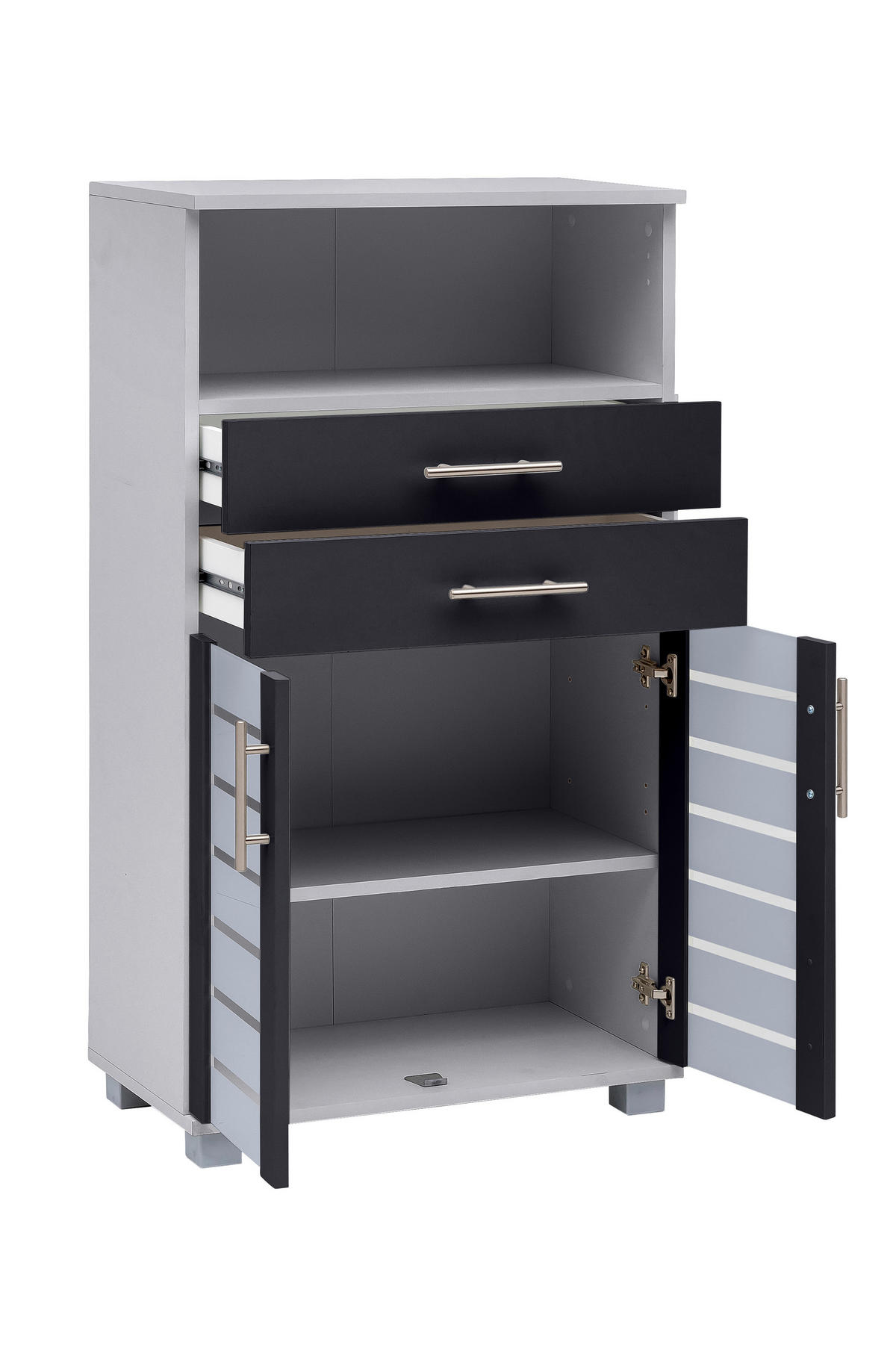 MIDISCHRANK 59,8/110,5/32,6 cm  - Edelstahlfarben/Anthrazit, MODERN, Glas/Holzwerkstoff (59,8/110,5/32,6cm) - MID.YOU