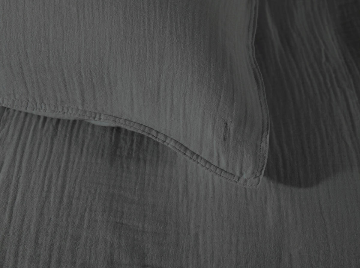 BETTWÄSCHE 2-teilig Suite-Guadeloupe Renforcé 135/200 cm  - Dunkelgrau, Basics, Textil (135/200cm)