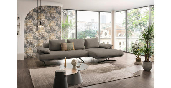 ECKSOFA in Chenille Graubraun 334/168 cm - Graubraun/Schwarz, Design, Textil/Metall (334/168cm) - Dieter Knoll