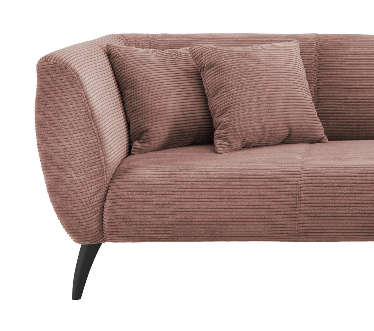 ECKSOFA in Cord Rosa  - Schwarz/Rosa, Modern, Holz/Textil (264/160cm) - MID.YOU