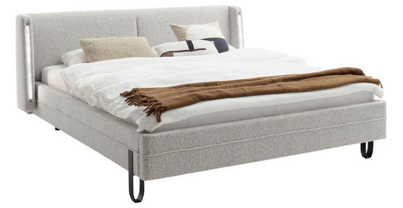 POLSTERBETT Beleuchtung 180/200 cm  in Taupe  - Taupe/Schwarz, MODERN, Textil/Metall (180/200cm) - Novel
