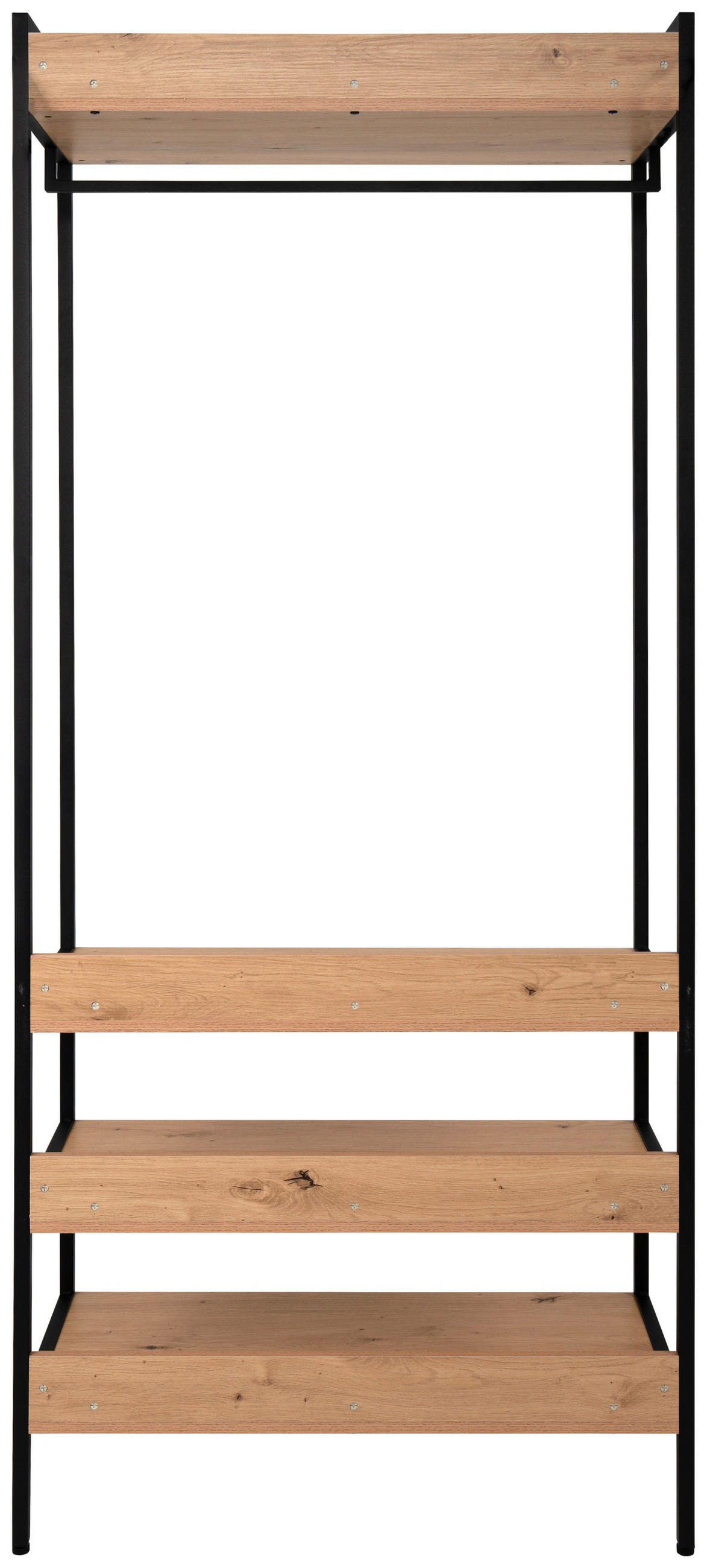 Garderobe Dhaka  in 84/190/40 cm  - Eichefarben/Schwarz, MODERN, Holzwerkstoff/Metall (84/190/40cm) - Livetastic