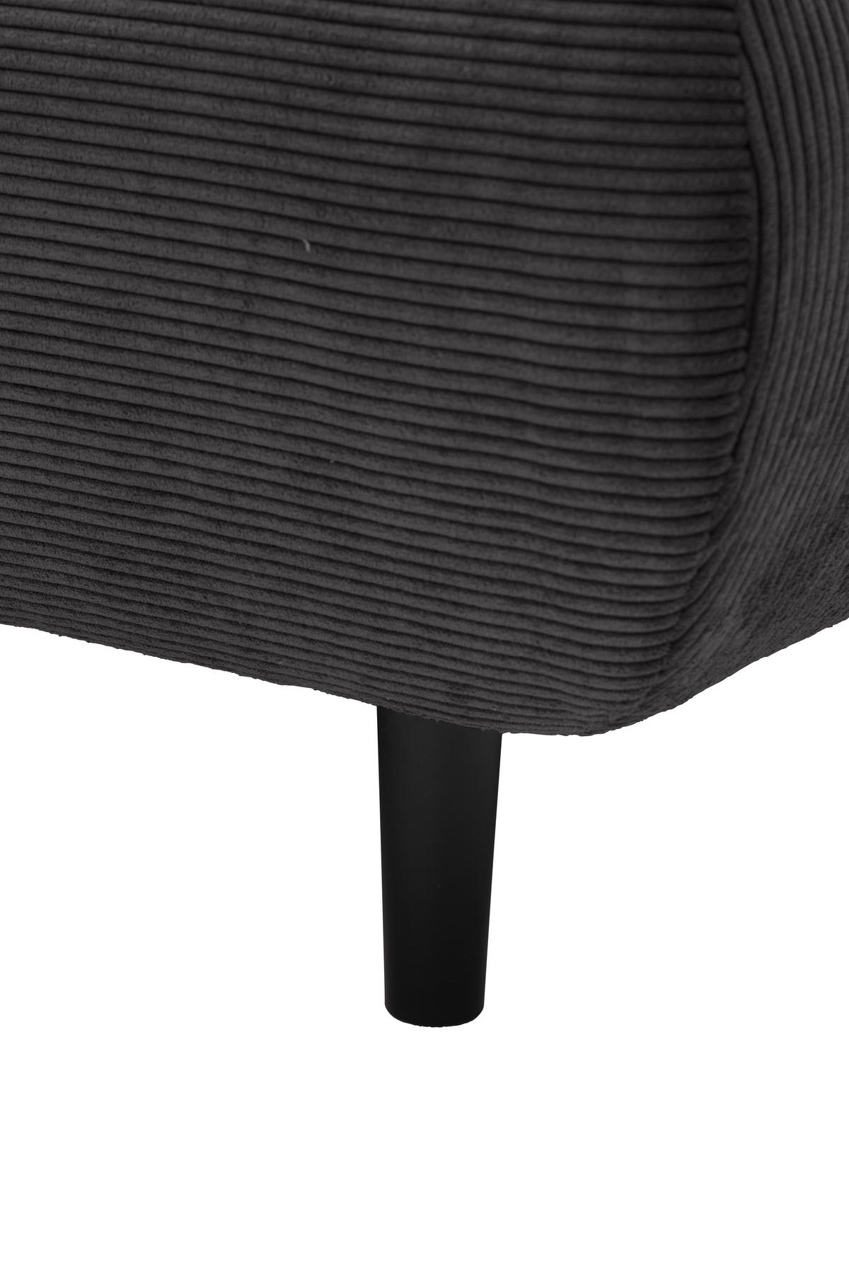 ECKSOFA Ottomane links, Eckteil  Mokka Feincord  - Schwarz/Mokka, Design, Holz/Textil (215/288cm) - Pure Home Lifestyle