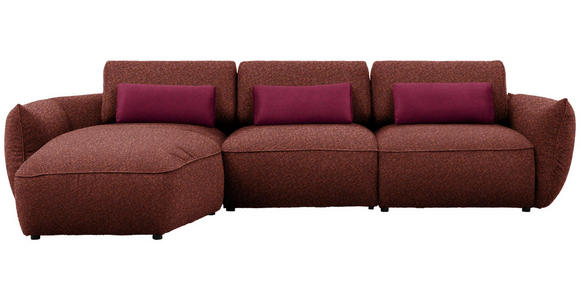 ECKSOFA  in Chenille Bordeaux  190/340 cm  - Bordeaux/Rot, Design, Kunststoff/Textil (190/340cm) - Belluti